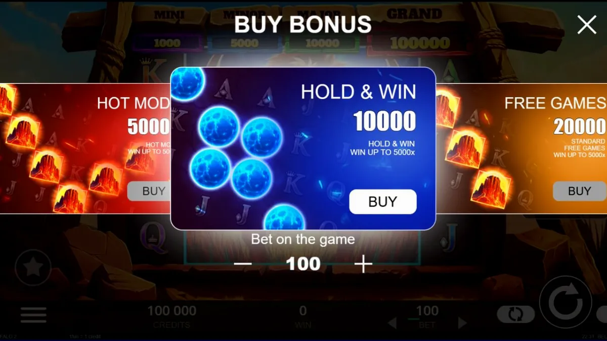 Tampilan visual slot Big Wild Buffalo 2 dengan latar belakang ngarai Amerika