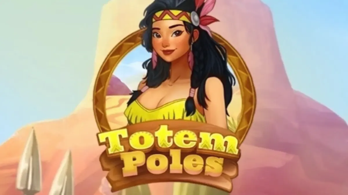 Totem Poles slot game screen featuring indigenous art and forest background